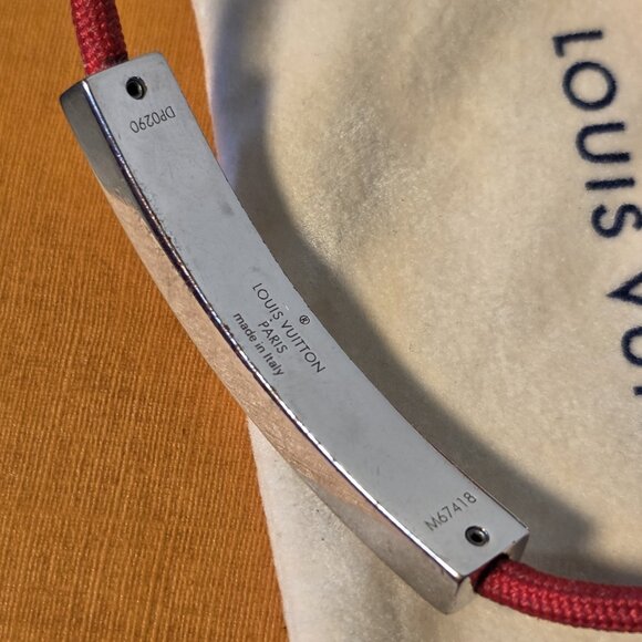 Louis Vuitton Adjustable Bracelet Space Lv M67418 Red W/ Cover & Box - Picture 7 of 9